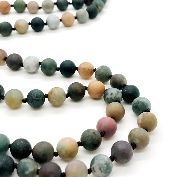 Vintage Frosted Glass Bead Long Necklace - Picture 13 of 14